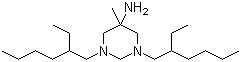 structure of CAS# 141-94-6, Hexetidine;5-Amino-1,3-bis(2-ethylhexyl)hexahydro-5-methylpyrimidine