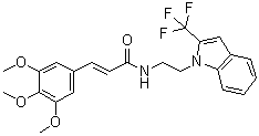 结构式 CAS# 1415716-58-3, (2E)-N-[2-[2-(三氟甲基)-1H-吲哚-1-基]乙基]-3-(3,4,5-三甲氧基苯基)-2-丙烯酰胺