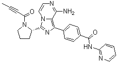 structure of CAS# 1420477-60-6, Acalabrutinib;4-[8-Amino-3-[(2S)-1-(1-oxo-2-butyn-1-yl)-2-pyrrolidinyl]imidazo[1,5-a]pyrazin-1-yl]-N-2-pyridinylbenzamide; ACP 196