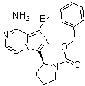 structure of CAS# 1420478-88-1, (S)-Benzyl 2-(8-amino-1-bromoimidazo[1,5-a]pyrazin-3-yl)pyrrolidine-1-carboxylate;benzyl (2S)-2-(8-amino-1-bromoimidazo[1,5-a]pyrazin-3-yl)pyrrolidine-1-carboxylate