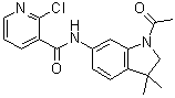 结构式 CAS# 1420999-91-2, N-(1-乙酰基-2,3-二氢-3,3-二甲基-1H-吲哚-6-基)-2-氯-3-吡啶甲酰胺