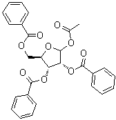 结构式 CAS# 14215-97-5, 1-O-乙酰基-2,3,5-三-O-苯甲酰基-D-呋喃核糖
