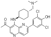 结构式 CAS# 1431697-89-0, 1-[6-(3,5-二氯-4-羟基苯基)-4-[[反式-4-[(二甲基氨基)甲基]环己基]氨基]-1,5-萘啶-3-基]-乙酮