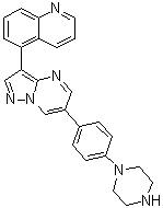 结构式 CAS# 1432597-26-6, 5-[6-[4-(1-哌嗪基)苯基]吡唑并[1,5-a]嘧啶-3-基]喹啉