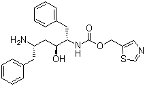 structure of CAS# 144164-11-4, (2S,3S,5S)-5-Amino-2-(N-((5-thiazolyl)-methoxycarbonyl)amino)-1,6-diphenyl-3-hydroxyhexane