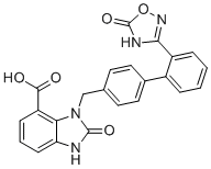 structure of CAS# 1442400-68-1, Azilsartan Impurity K;O-Desethyl Azilsartan; 2-oxo-3-[[4-[2-(5-oxo-4H-1,2,4-oxadiazol-3-yl)phenyl]phenyl]methyl]-1H-benzimidazole-4-carboxylic acid
