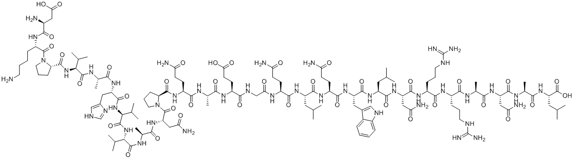 structure of CAS# 144796-70-3, TNF-α(10-36) (human);ASP-LYS-PRO-VAL-ALA-HIS-VAL-VAL-ALA-ASN-PRO-GLN-ALA-GLU-GLY-GLN-LEU-GLN-TRP-LEU-ASN-ARG-ARG-ALA-ASN-ALA-LEU