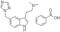 structure of CAS# 145202-66-0, Rizatriptan benzoate ;N,N-Dimethyl-2-[5-(1,2,4-triazol-1-ylmethyl)-1H-indol-3-yl]ethylamine benzoate