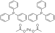 structure of CAS# 14588-08-0, Bis(triphenylphosphinepalladium) acetate;Diacetatobis(triphenylphosphine)palladium (II); Pd(OAc)2(PPh3)2
