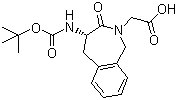 structure of CAS# 148842-86-8, (S)-4-[[(tert-Butoxy)carbonyl]amino]-1,3,4,5-tetrahydro-3-oxo-2H-2-benzazepine-2-acetic acid;Boc-(S)-4-Amino-2-carboxymethyl-1,3,4,5-tetrahydro-2H-[2]-benzazepin-3-one
