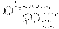 结构式 CAS# 1496536-69-6, 4-甲氧基苯基 3,4-O-(1-甲基亚乙基)-beta-D-吡喃半乳糖苷 2,6-二(4-甲基苯甲酸酯)