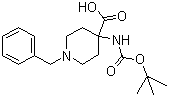 结构式 CAS# 150435-81-7, 1-苄基-4-(N-叔丁氧羰基氨基)哌啶-4-羧酸