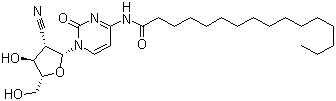 结构式 CAS# 151823-14-2, CS-682; N-[1-[(2R,3S,4S,5R)-3-氰基-4-羟基-5-(羟甲基)氧杂环戊-2-基]-2-氧代嘧啶-4-基]十六酰胺