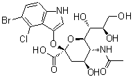 结构式 CAS# 153248-52-3, N-乙酰基-2-O-(5-溴-4-氯-1H-吲哚-3-基)-alpha-神经氨酸