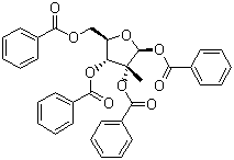 结构式 CAS# 15397-15-6, 1,2,3,5-四苯甲酰氧基-2-C-甲基-beta-D-呋喃核糖
