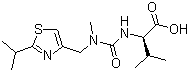 structure of CAS# 154212-61-0, (S)-2-(3-((2-Isopropylthiazol-4-yl)methyl)-3-methylureido)-3-methylbutanoic acid;N-[2-Isopropylthiazol-4-ylmethyl(methyl)carbamoyl]-L-valine; MTV-III