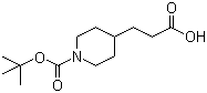 structure of CAS# 154775-43-6, 1-Boc-piperidine-4-propanoic acid;1-Boc-piperidin-4-ylpropionic acid; 3-(1-Boc-piperidin-4-yl)-propionic acid; 3-(1-Boc-piperidine-4-yl)-propionic acid; 4-(2-Carboxyethyl)piperidine-1-carboxylic acid tert-butyl ester; N-Boc-4-piperidinepropionic acid