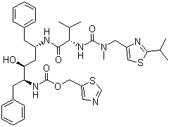 结构式 CAS# 155213-67-5, 利托那韦; N-[(2S,3S,5R)-3-羟基-5-[[(2S)-3-甲基-2-[[甲基-[(2-异丙基-1,3-噻唑-4-基)甲基]氨基甲酰]氨基]丁酰]氨基]-1,6-二苯基-己-2-基]氨基甲酸 5-噻唑基甲基酯