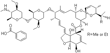 结构式 CAS# 155569-91-8, 甲胺基阿维菌素苯甲酸盐; 埃玛菌素苯甲酸盐; 因灭汀苯甲酸盐