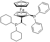 structure of CAS# 155806-35-2, (2R)-1-[(1R)-1-(Dicyclohexylphosphino)ethyl]-2-(diphenylphosphino)ferrocene;(2Sp)-1-[(1R)-1-(Dicyclohexylphosphino)ethyl]-2-(diphenylphosphino)ferrocene