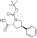 structure of CAS# 158567-91-0, (2R-trans)-4-Phenyl-1,2-pyrrolidinedicarboxylic acid 1-(tert-butyl) ester