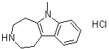 structure of CAS# 15923-42-9, 1,2,3,4,5,6-Hexahydro-6-methylazepino[4,5-b]indole monohydrochloride;PNU 186053A