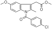 结构式 CAS# 1601-18-9, 1-(4-氯苯甲酰基)-5-甲氧基-2-甲基-1H-吲哚-3-乙酸甲酯