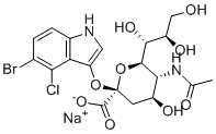 structure of CAS# 160369-85-7, 5-Bromo-4-chloro-3-indolyl-alpha-D-N-acetylneuraminic acid sodium salt;X-NeuNAc