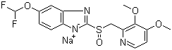 structure of CAS# 160488-53-9, (S)-(-)-Pantoprazole sodium;6-(Difluoromethoxy)-2-[(S)-[(3,4-dimethoxy-2-pyridinyl)methyl]sulfinyl]-1H-benzimidazole sodium salt