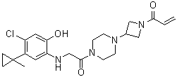结构式 CAS# 1629268-00-3, 1-[3-[4-[2-[[4-氯-2-羟基-5-(1-甲基环丙基)苯基]氨基]乙酰基]-1-哌嗪基]-1-氮杂环丁基]-2-丙烯-1-酮