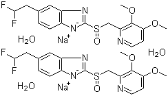 structure of CAS# 164579-32-2, Pantoprazole sodium hydrate;6-(Difluoromethoxy)-2-[[(3,4-dimethoxy-2-pyridinyl)methyl]sulfinyl]-1H-benzimidazole sodium salt hydrate (2:2:3)