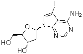 structure of CAS# 166247-63-8, 7-Deaza-2'-deoxy-7-iodoadenosine;7-(2-Deoxy-beta-D-erythro-pentofuranosyl)-5-iodo-7H-pyrrolo[2,3-d]pyrimidin-4-amine