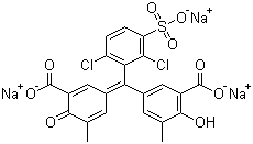 结构式 CAS# 1667-99-8, 媒染蓝 29; 铬天青 S; 5-[(3-羧基-5-甲基-4-氧代-2,5-环己二烯-1-亚基)(2,6-二氯-3-磺基苯基)甲基]-2-羟基-3-甲基苯甲酸三钠盐
