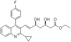 structure of CAS# 167073-19-0, Pitavastatin ethyl ester;[3R,5S(E)]-Ethyl 7-[2-cyclopropyl-4-(p-fluorophenyl)quinolin-3-yl]-3,5-dihydroxy-6-heptenoate