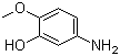 结构式 CAS# 1687-53-2, 2-甲氧基-5-氨基苯酚; 5-氨基愈创木酚