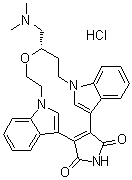 structure of CAS# 169939-93-9, Ruboxistaurin hydrochloride;(S)-9-[(Dimethylamino)methyl]-6,7,10,11-tetrahydro-9H,18H-5,21:12,17-dimethenodibenzo[e,k]pyrrolo[3,4-h][1,4,13]oxadiazacyclohexadecine-18,20(19H)-dione monohydrochloride
