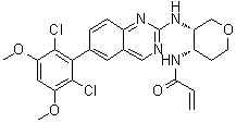 结构式 CAS# 1707289-21-1, N-[(3S,4S)-3-[[6-(2,6-二氯-3,5-二甲氧基苯基)-2-喹唑啉基]氨基]四氢-2H-吡喃-4-基]-2-丙烯酰胺