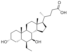 structure of CAS# 1708092-13-0, Obeticholic Acid Impurity 2;(4R)-4-[(3R,5S,6S,7S,8S,9S,10S,13R,14S,17R)-6-ethyl-3,7-dihydroxy-10,13-dimethyl-2,3,4,5,6,7,8,9,11,12,14,15,16,17-tetradecahydro-1H-cyclopenta[a]phenanthren-17-yl]pentanoic acid
