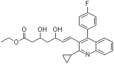 structure of CAS# 172336-32-2, Ethyl (E)-3,5-dihydroxy-7-[2-cyclopropyl-4-(4-fluorophenyl)-3-quinolinyl]-hept-6-enoate;(3R,5S)-7-[2-Cyclopropyl-4-(4-fluorophenyl)-3-quinolinyl]-3,5-dihydroxy-6-heptenoic acid ethyl ester