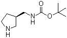 结构式 CAS# 173340-25-5, (R)-3-N-Boc-氨甲基吡咯烷; (3R)-吡咯烷-3-甲基氨基甲酸叔丁酯