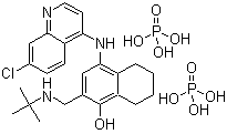 structure of CAS# 173531-58-3, Naphthoquine phosphate;4-[(7-Chloro-4-quinolinyl)amino]-2-[[(tert-butyl)amino]methyl]-5,6,7,8-tetrahydro-1-naphthalenol phosphate