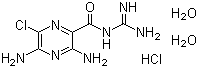 结构式 CAS# 17440-83-4, 盐酸阿米洛利二水合物; 3,5-二氨基-N-(氨基亚氨甲基)-6-氯哌嗪甲酰胺盐酸盐二水合物