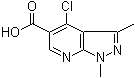 结构式 CAS# 175201-94-2, 4-氯-1,3-二甲基吡唑并[3,4-b]吡啶-5-羧酸