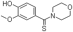 结构式 CAS# 17692-71-6, 香草吗啉; 吗啉苯酚硫酮; 4-(4-羟基-3-甲氧基苯基硫代甲酰)吗啉
