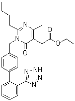 2-Butyl-1,6-dihydro-4-methyl-6-oxo-1-[[2'-(1H-tetrazol-5-yl)[1,1'-biphenyl]-4-yl]methyl]-5-pyrimidineacetic acid ethyl ester molecular structure (CAS 178554-14-8)