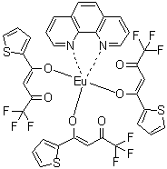 结构式 CAS# 17904-86-8, (1,10-菲咯啉)三(2-噻吩甲酰基三氟丙酮)铕