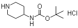 结构式 CAS# 179110-74-8, 哌啶-4-基氨基甲酸叔丁基酯单盐酸盐