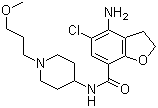 structure of CAS# 179474-81-8, 4-Amino-5-chloro-2,3-dihydro-N-[1-(3-methoxypropyl)-4-piperidinyl]-7-benzofurancarboxamide