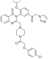 structure of CAS# 1801530-11-9, Imidazole ketone erastin;2-[[4-[2-(4-chlorophenoxy)acetyl]piperazin-1-yl]methyl]-3-[5-(2-imidazol-1-ylacetyl)-2-propan-2-yloxyphenyl]quinazolin-4-one