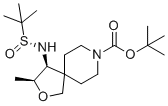 structure of CAS# 1801766-78-8, tert-butyl (3S,4S)-4-[[(R)-tert-butylsulfinyl]amino]-3-methyl-2-oxa-8-azaspiro[4.5]decane-8-carboxylate